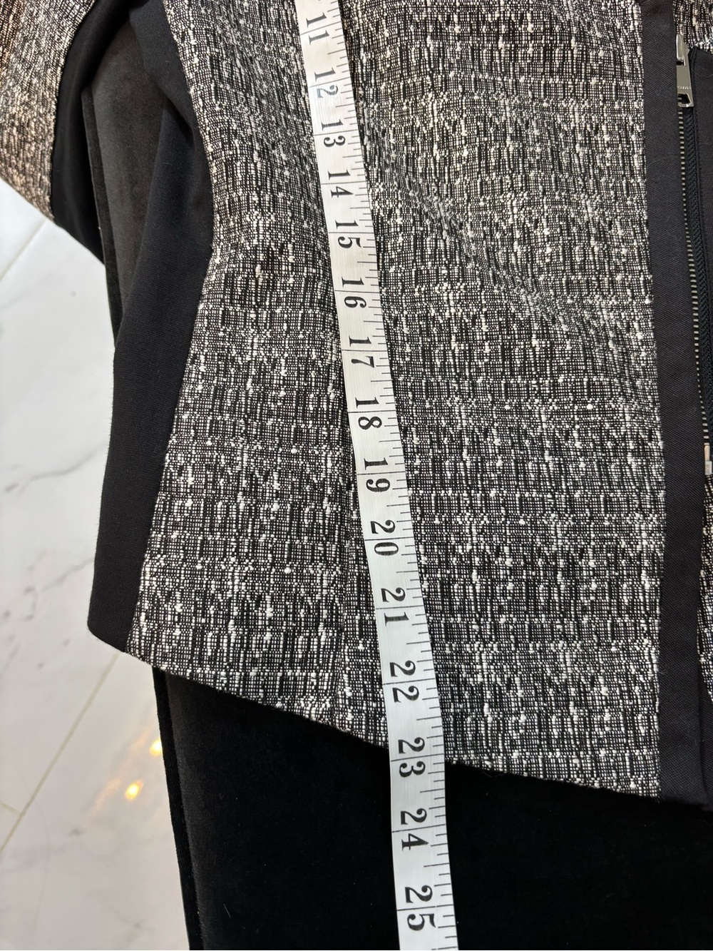 DKNYC Gray Tweed Zip-Front Blazer with Black Trim - Picture 14 of 14